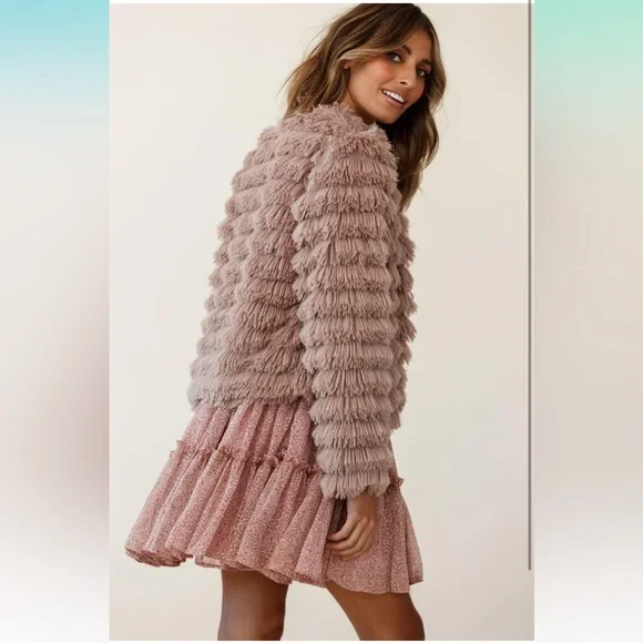 Open Front Faux Fur Coat - Picture 2 of 7